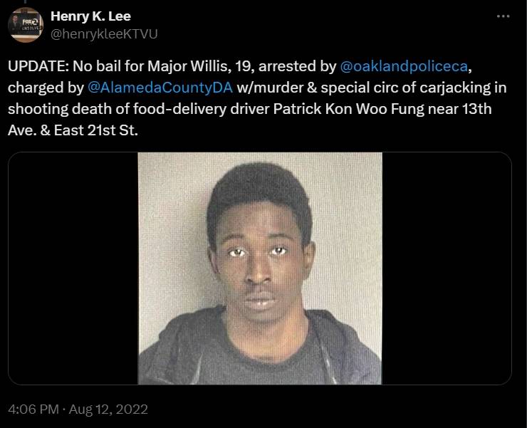 Chinese-American delivery driver robbed and killed in California, African-American man gets lighter